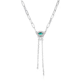 שרשרת כסף עניבה עין משובצת