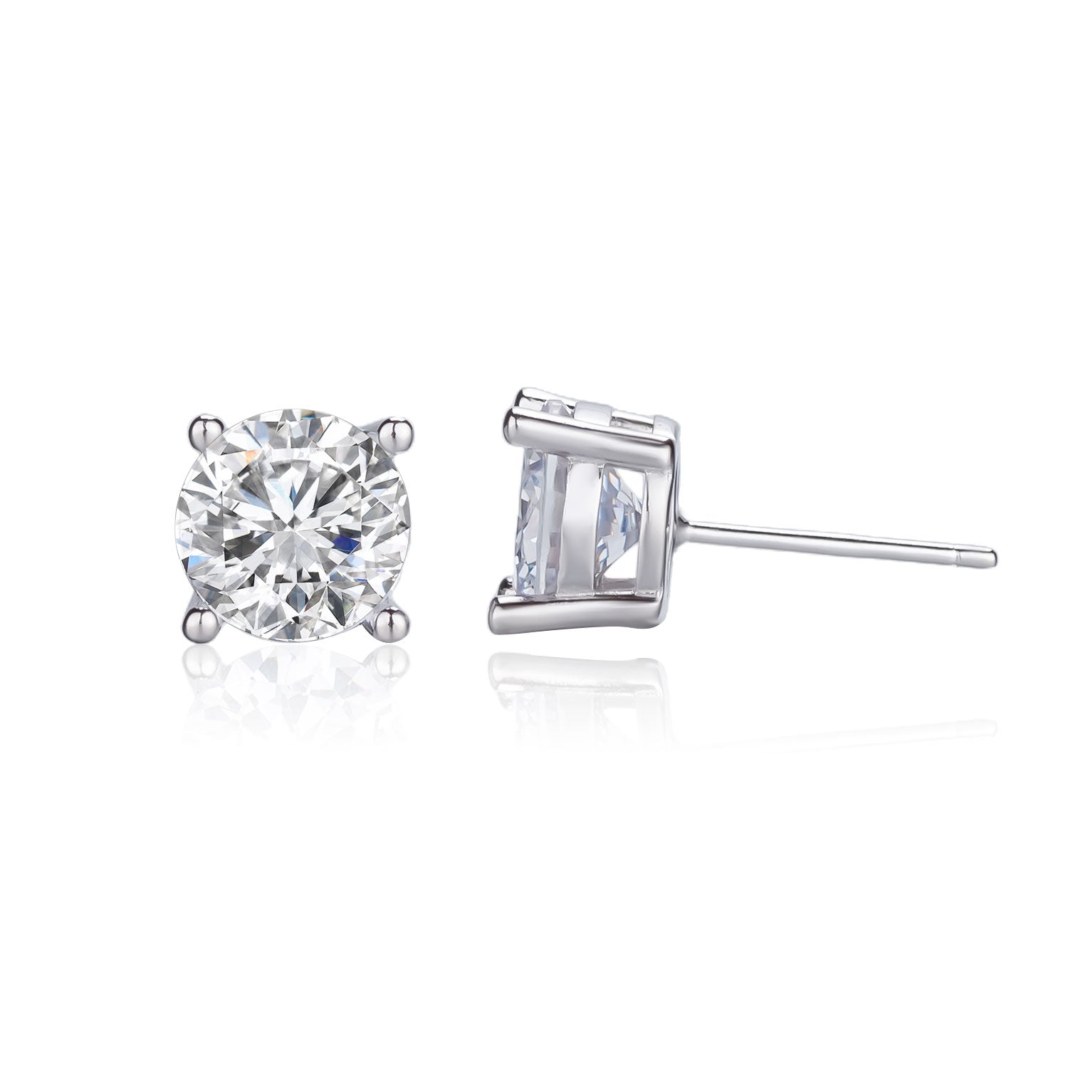 עגילי כסף קלאסיים עם אבן זירקון 3-10 מ״מ