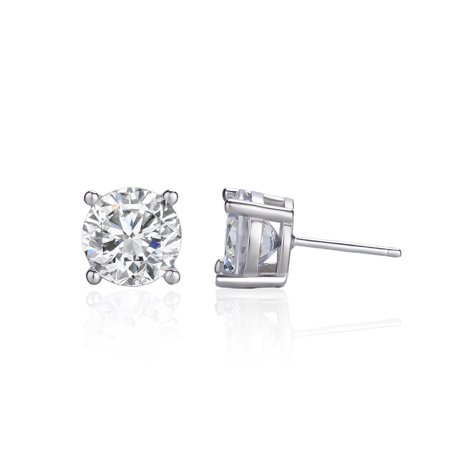 עגילי כסף קלאסיים עם אבן זירקון 3-10 מ״מ