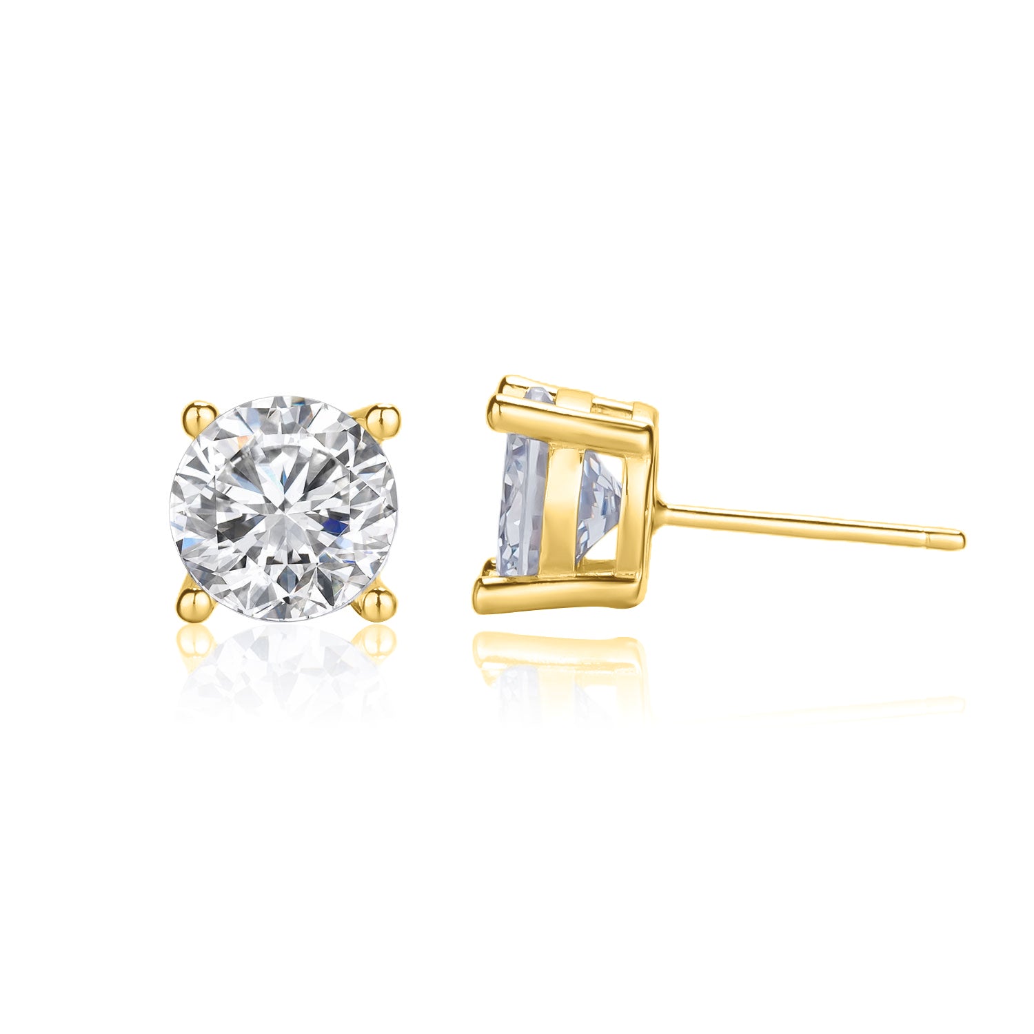 עגילי זהב 14לK קלאסיים עם אבן זירקון 3-10 מ״מ