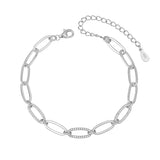 צמיד כסף חוליות מעורב משובץ