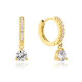 עגילי ציפוי זהב חישוק עם זירקון תלוי