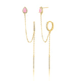 עגילי שרשרת ציפוי זהב ארוכים בעיצוב אלגנטי