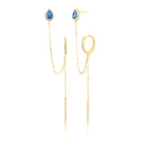 עגילי שרשרת ציפוי זהב ארוכים בעיצוב אלגנטי