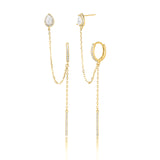 עגילי שרשרת ציפוי זהב ארוכים בעיצוב אלגנטי