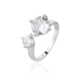 טבעת כסף 925 פתוחה עם 2 אבני זרקון