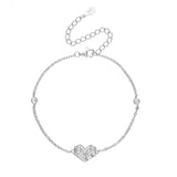 צמיד כסף עם תליון לב משובץ זירקון