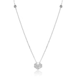 שרשרת כסף לב גיאומטרי משובץ