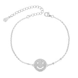 צמיד כסף סמיילי משובץ