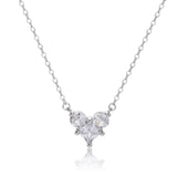 שרשרת כסף עם תליון משובץ זירקונים בצורת לב