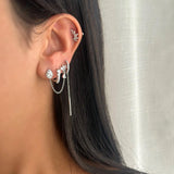 עגילים נופלים בציפוי זהב עם אבני זירקון