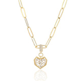 שרשרת ציפוי זהב עם תליון לב משובץ זירקונים