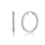 עגילי חישוק כסף משובץ