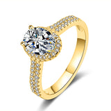 טבעת ציפוי זהב סוליטר אליפסה