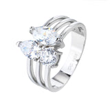 טבעת כסף פתוחה משובצת אבני זירקון