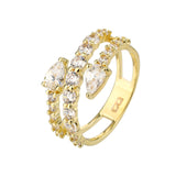 טבעת בציפוי זהב משובצת שלוש שורות