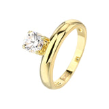 טבעת בציפוי זהב סוליטר עם אבן זירקון