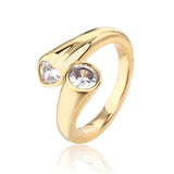 טבעת פתוחה בציפוי זהב משובצת זירקונים