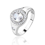 טבעת כסף בעיצוב חותם עם אבן מרכזית ושיבוץ עגול