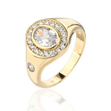 טבעת חותם משובצת בציפוי זהב