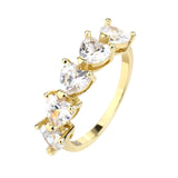 טבעת ציפוי זהב פס משובץ 9 אבנים