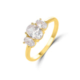 טבעת בציפוי זהב משובצת אבני זירקון