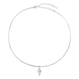 שרשרת טיפה כסף 925 קשיחה משובצת