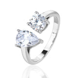 טבעת כסף 925 פתוחה עם שתי אבנים