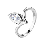 טבעת כסף משובץ זירקון בצורת עלה