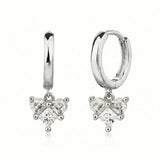 עגילי חישוק כסף 925 עם תליון לב משובץ זירקונים