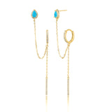 עגילי שרשרת ציפוי זהב ארוכים בעיצוב אלגנטי