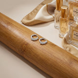 עגילי חישוק כסף סטרלינג 925 משובצים זירקונים