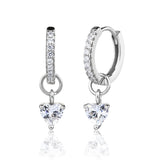 עגילי חישוק עם תליון לב משובץ