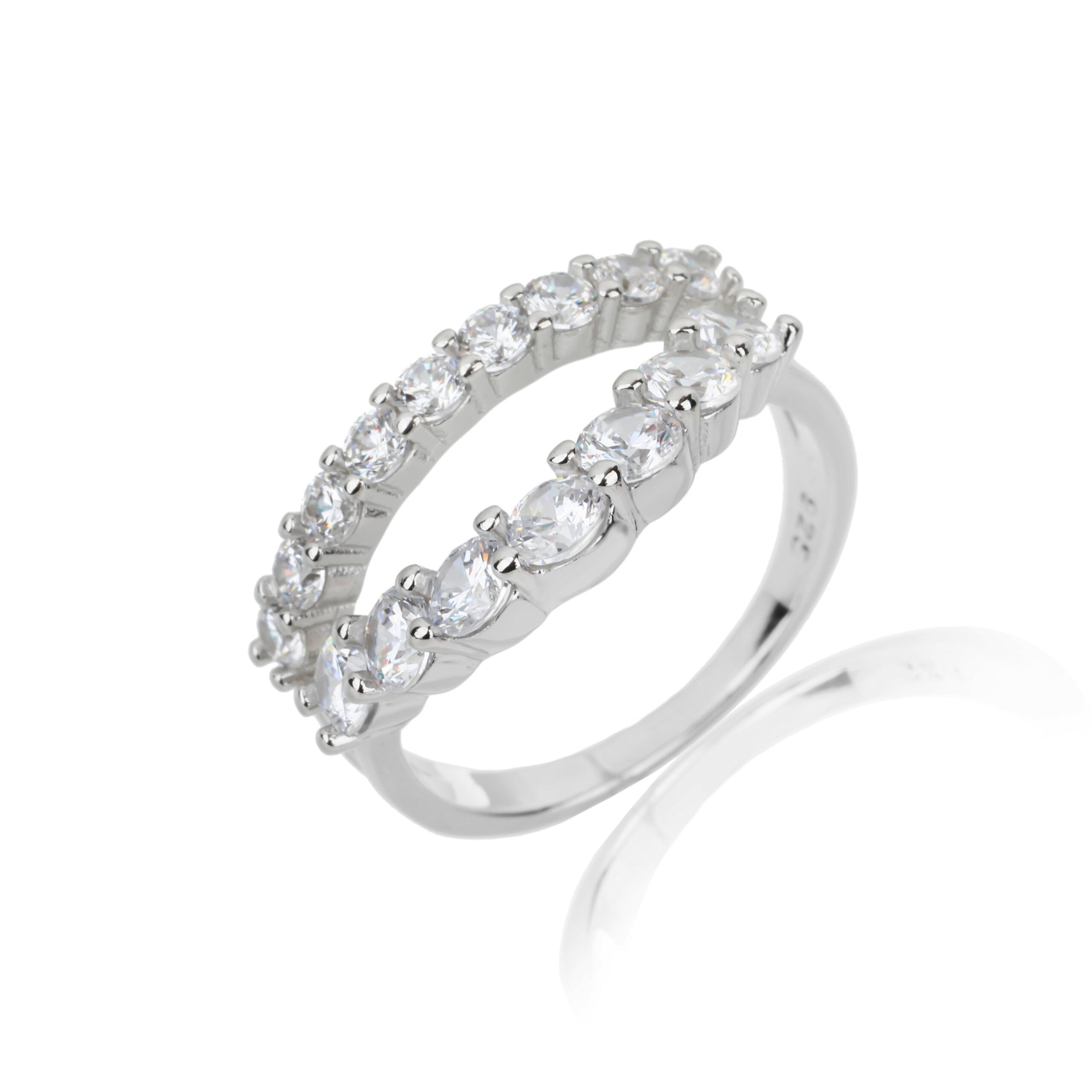 טבעת כסף כפולה משובצת