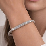 צמיד זהב לבן קשיח 14K משובץ יהלומים טבעיים