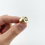 טבעת חותם זהב 14K עם חריטה