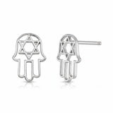 עגילי זהב 14K דגם חמסה עם מגן דוד