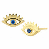 עגילי זהב 14K עין קטנה עם ריסים – עדינים ומלאי משמעות