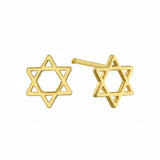 עגילי זהב 14K מגן דוד דק ועדין