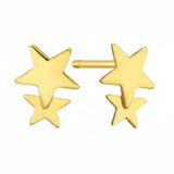 עגילי זהב 14K דגם 2 כוכבים