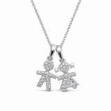 שרשרת תליוני ילדים משובצים זרקונים זהב לבן 14K