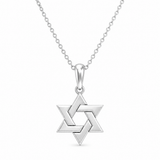 שרשרת זהב לבן 14K מגן דוד גיאומטרי