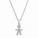 שרשרת תליוני ילדים משובצים זרקונים זהב לבן 14K