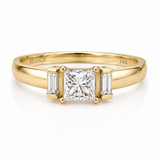 טבעת יהלומי מעבדה Princess & Baguette בזהב 14K
