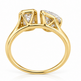 טבעת שני יהלומים PEAR & EMERALD – יהלומי מעבדה 1.50 קראט | זהב 14K