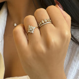 טבעת זהב 14K משובצת בעיצוב מעוין