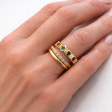 טבעת זהב 14K משובצת אבני חן טבעיות