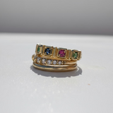 טבעת זהב 14K משובצת אבני חן טבעיות