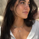שרשרת זהב 14K לב שלושה זירקונים