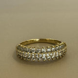 טבעת ציפוי זהב משובצת יהלומים בעיצוב שיניים